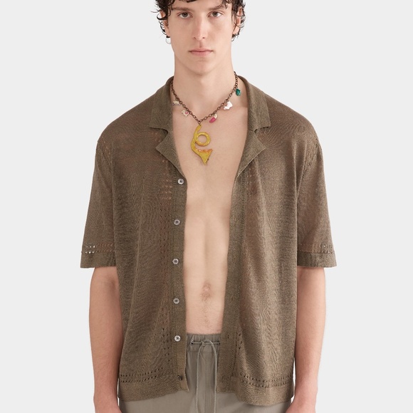 Venroy Knitted Contrast Stitch Short Sleeve Shirt - Picture 7 of 10